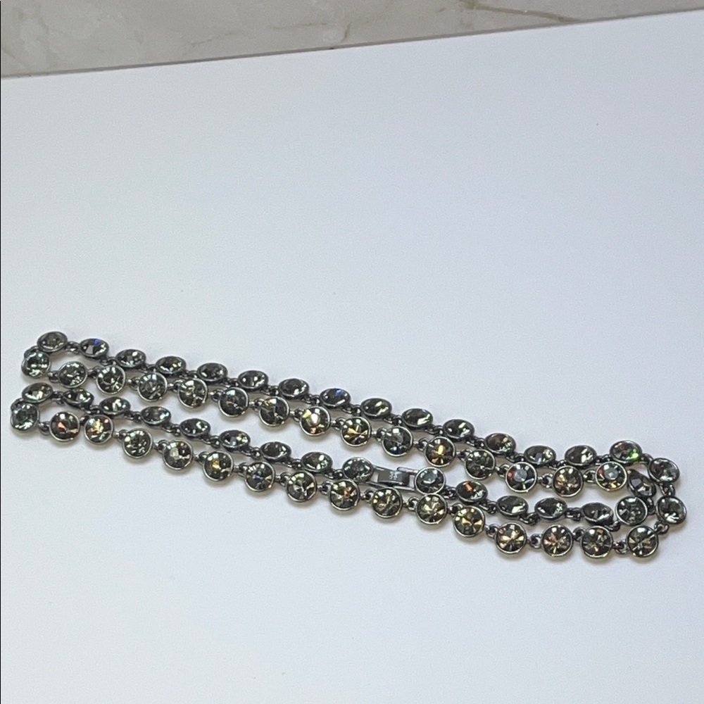 Vintage Givenchy Crystal Link Necklace Rhinestone Headlight Gunmetal- RARE - Picture 3 of 15